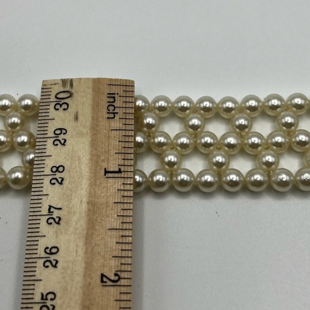 Beaded Chokers (2) Stretchy Weaved Faux Pearls & Small Purple Glass Bead Stand - Picture 7 of 13